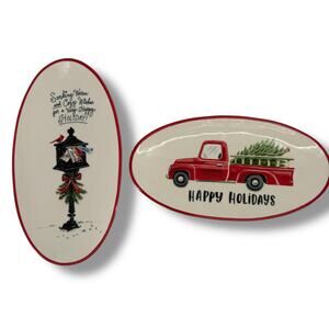 Angela Staehling Sketchbook Series Holiday Christmas Platter Set Truck Tree12"